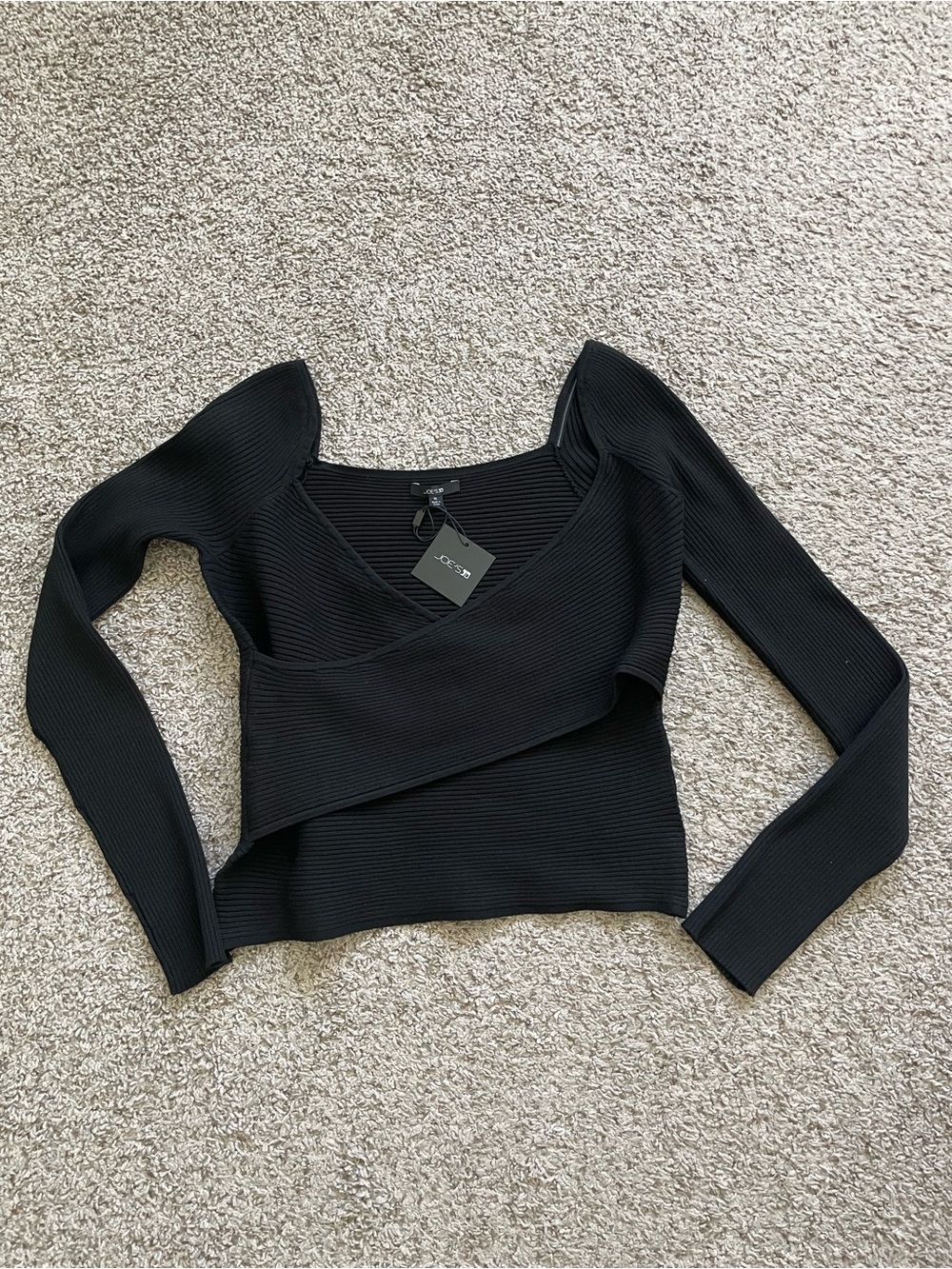 NWT Joes Jeans Black Ribbed Wrap-Front Women's Top Size XL
